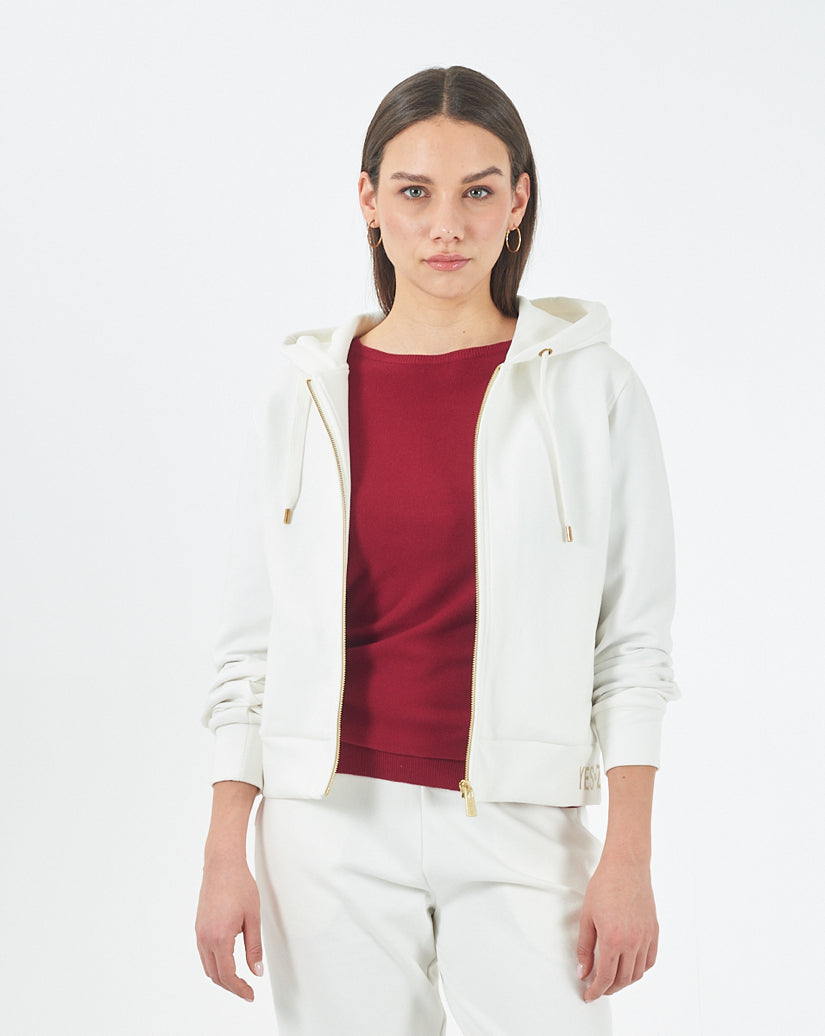 Felpa donna zip intera e cappuccio YES ZEE
