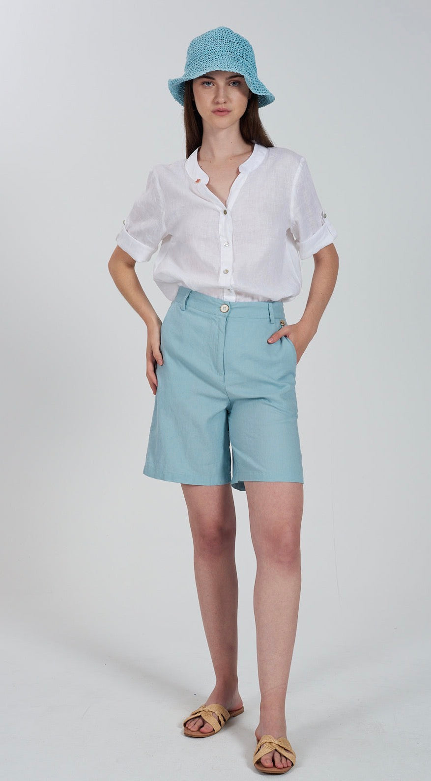 Camicia donna misto Lino YES ZEE