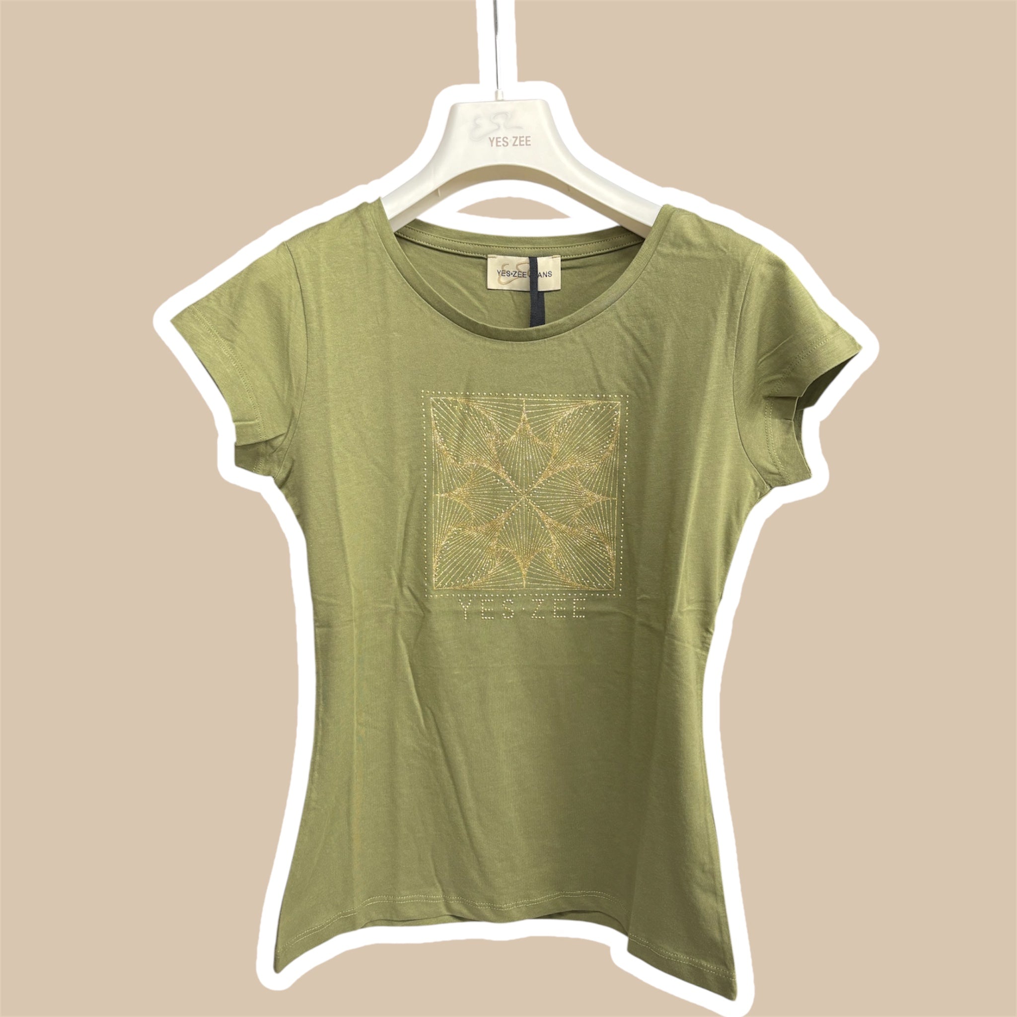 T-shirt donna logo oro  m/c YES ZEE
