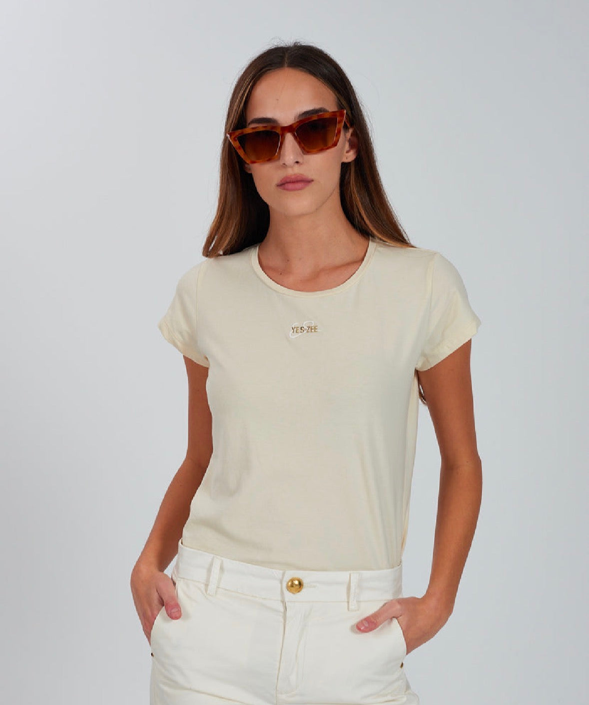 T-shirt donna basic elasticizzata YES ZEE