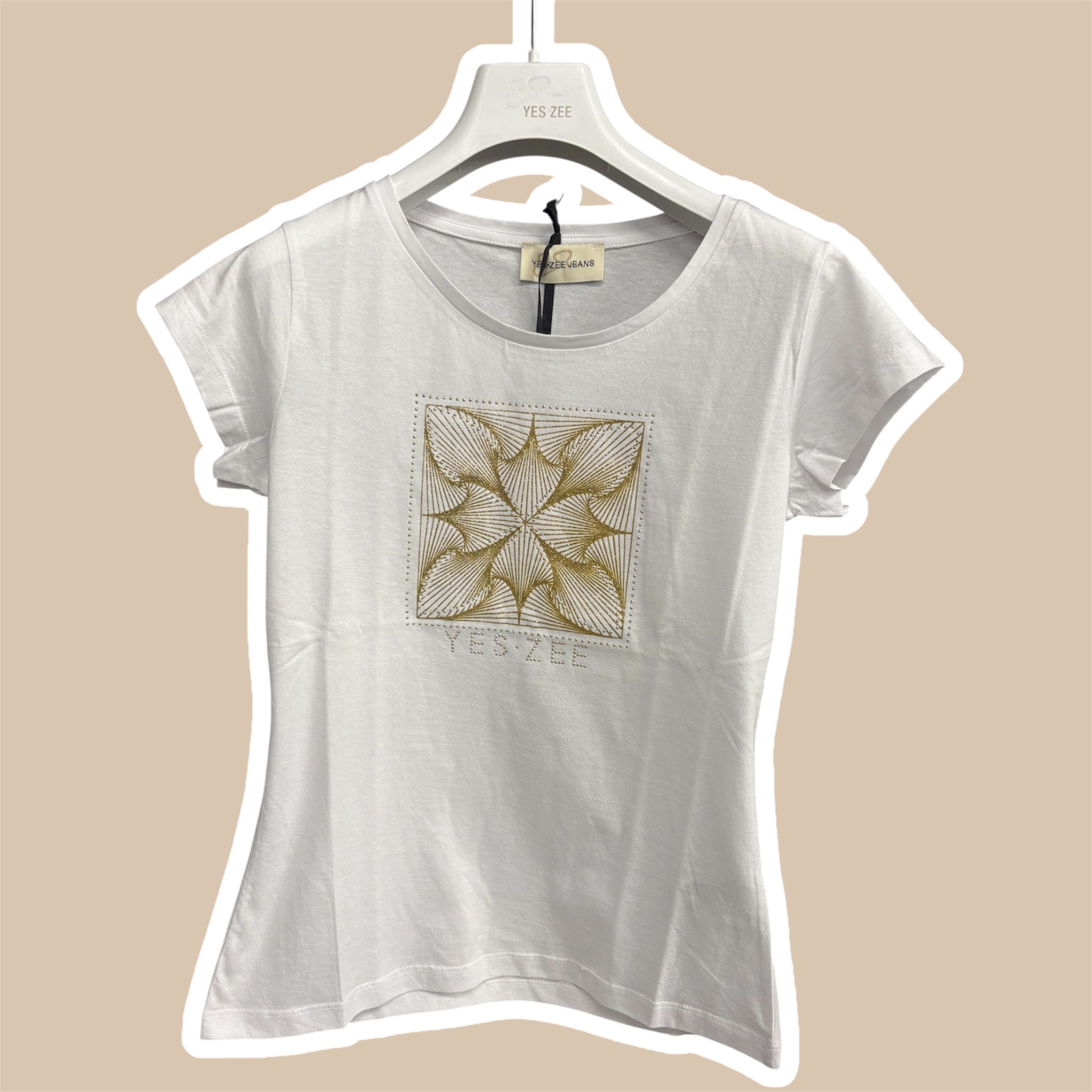T-shirt donna logo oro  m/c YES ZEE