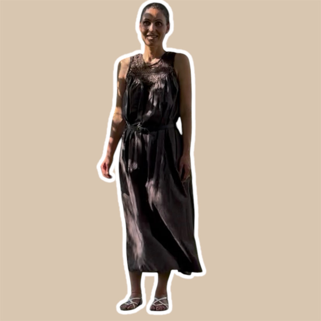 Abito donna smanicato pizzo macramé