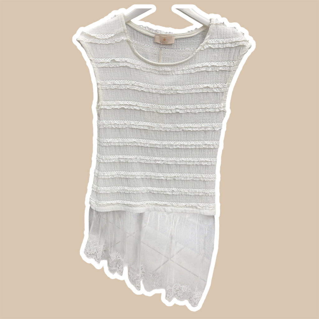 Top donna con pizzo svasato