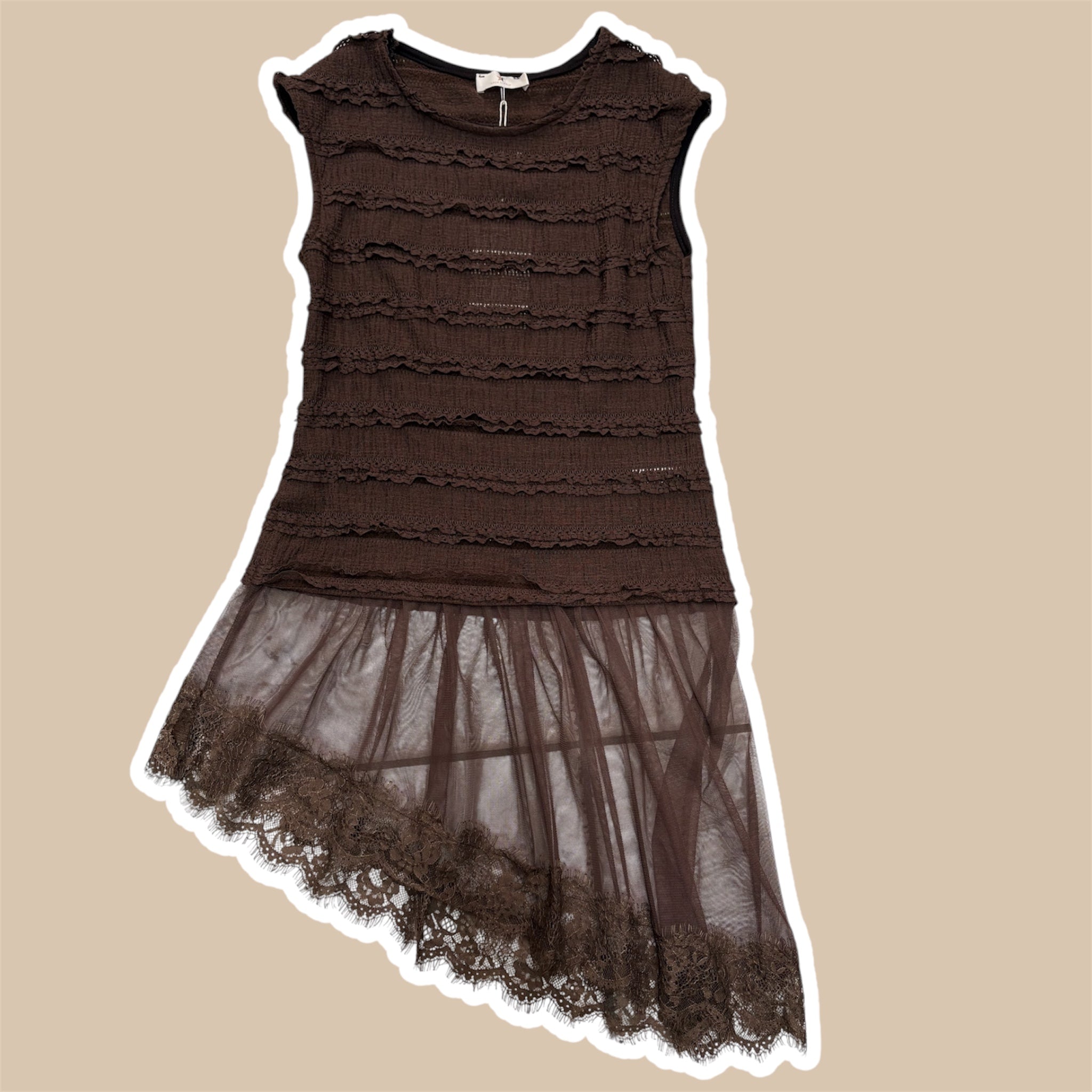 Top donna con pizzo svasato