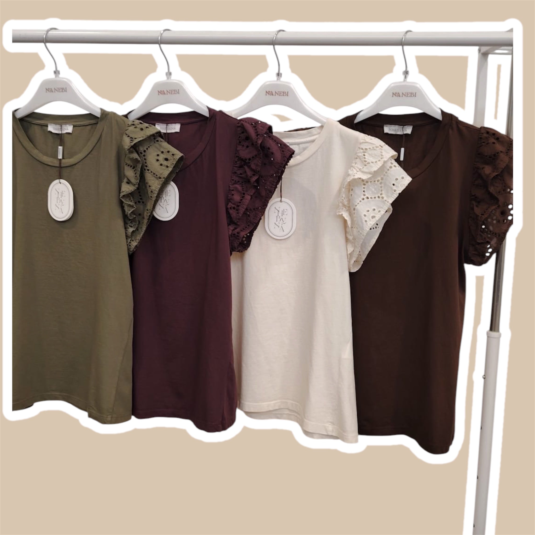 T-shirt donna aletta pizzo San gallo NHEBYNÁ