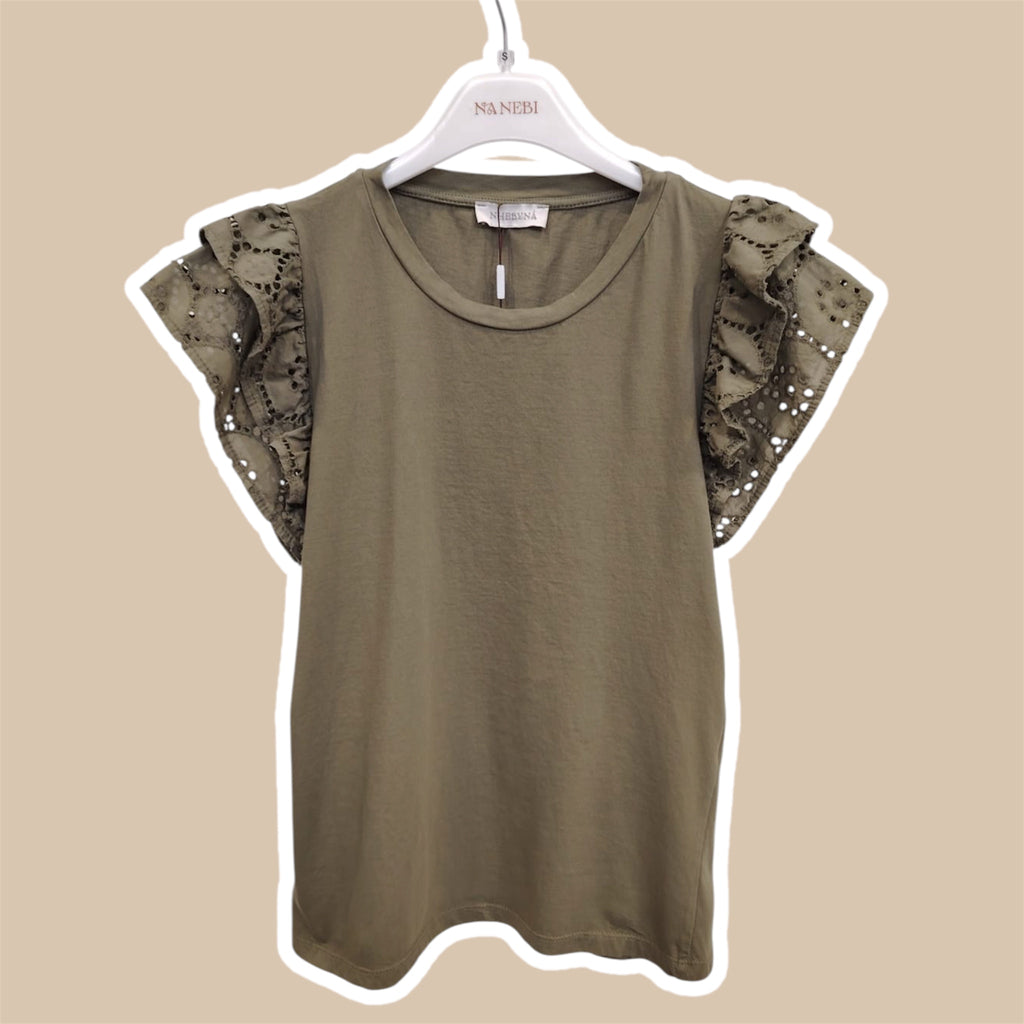 T-shirt donna aletta pizzo San gallo NHEBYNÁ