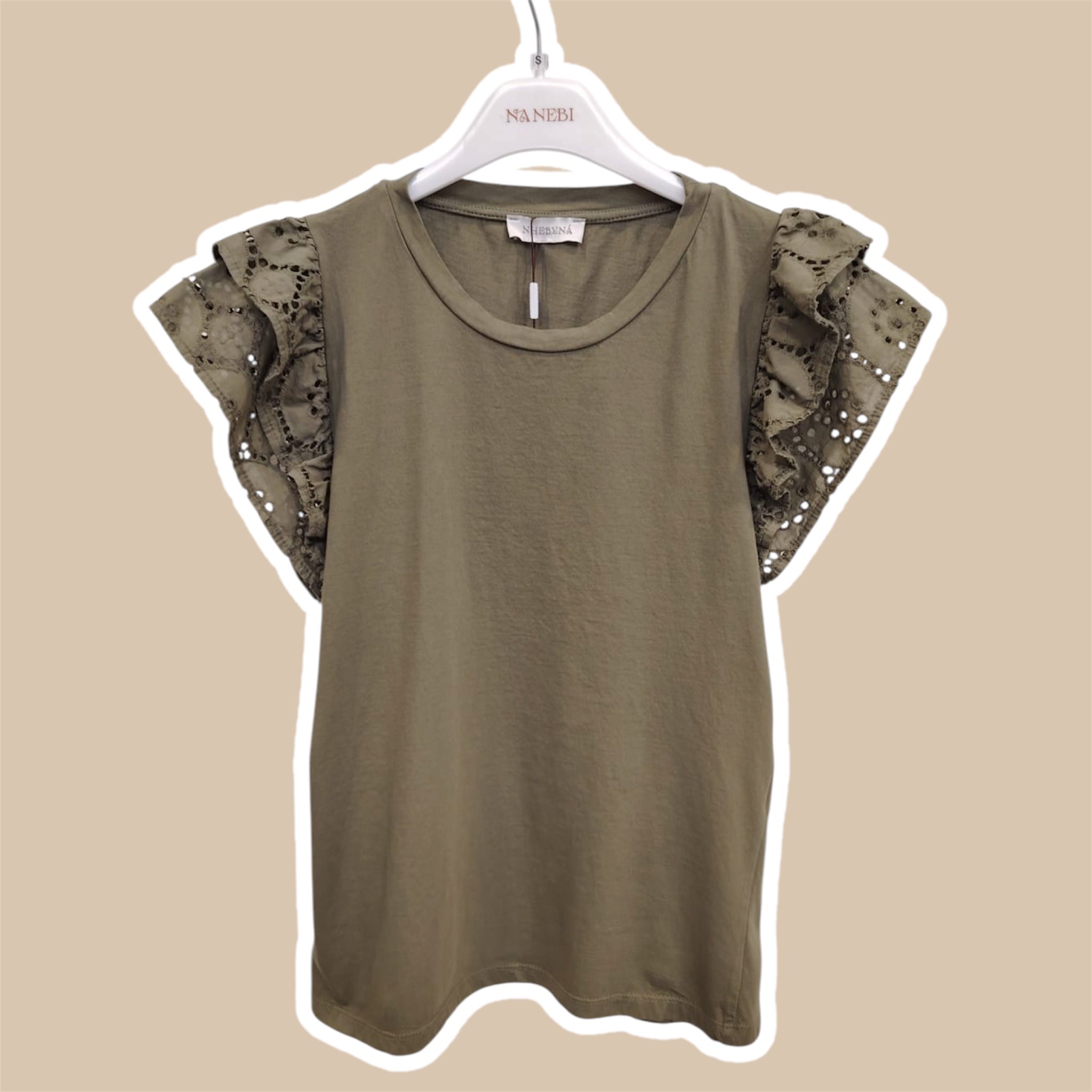 T-shirt donna aletta pizzo San gallo NHEBYNÁ
