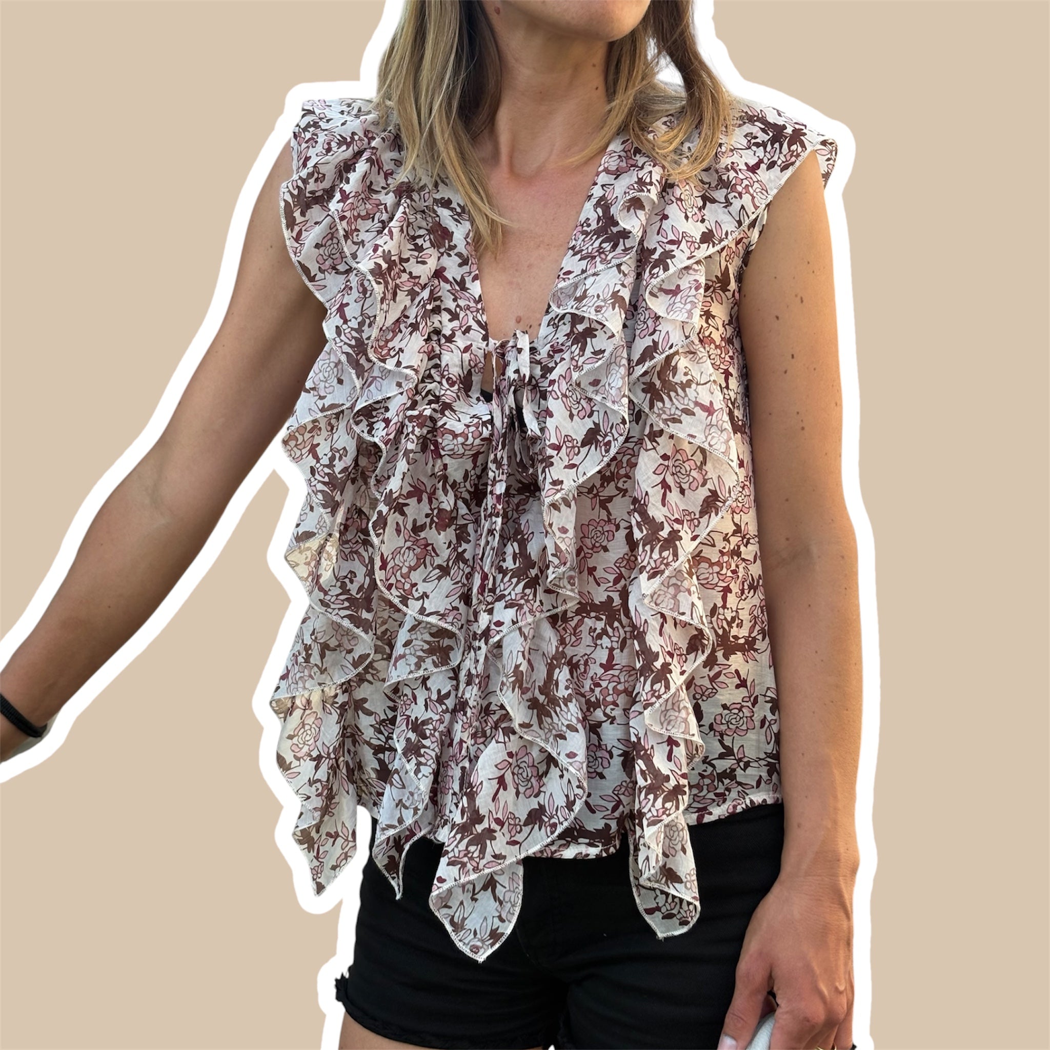 TOP rouches donna, con incrocio davanti NANEBI