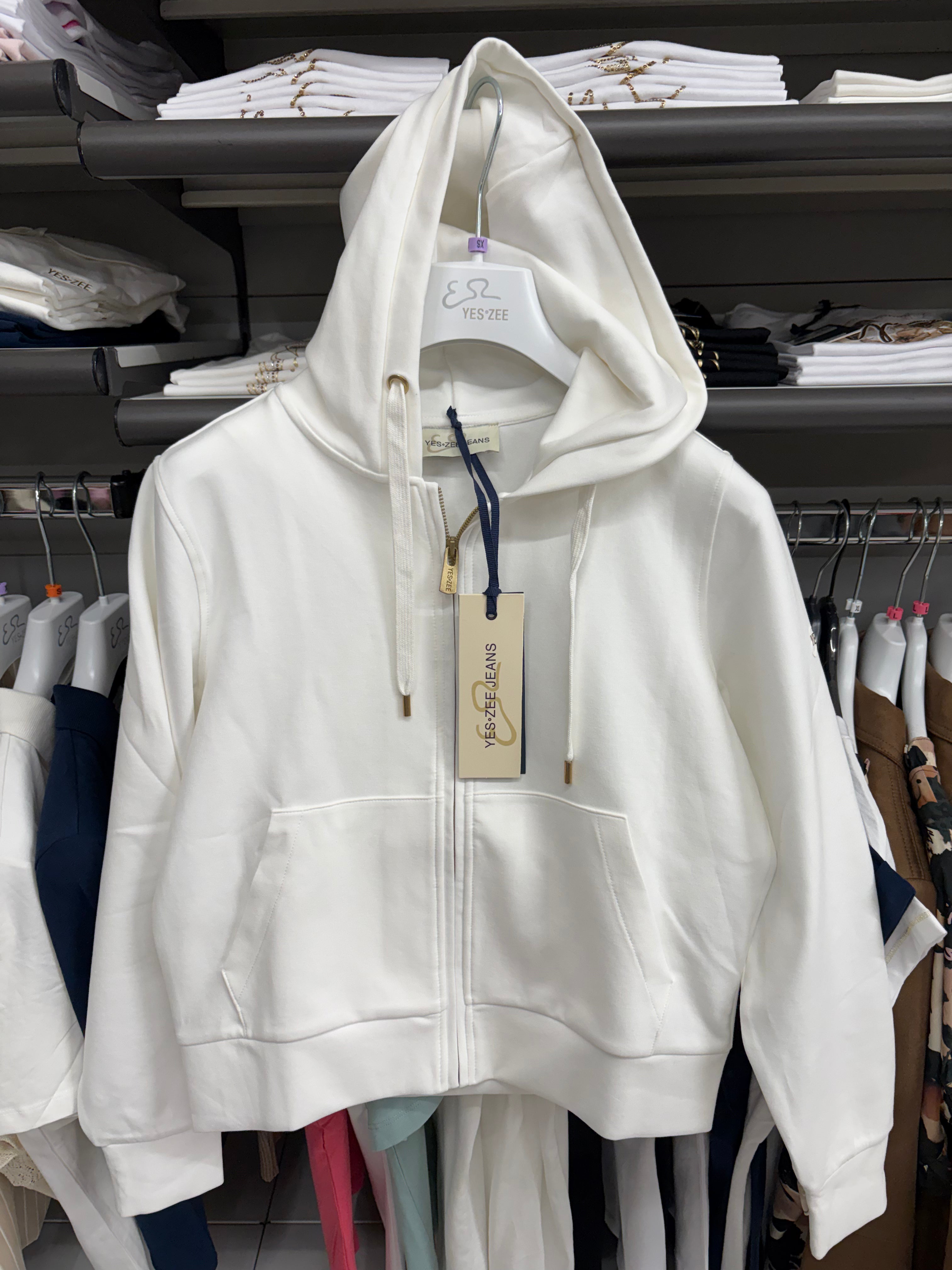 Felpa donna zip intera con cappuccio logo spalla YES ZEE