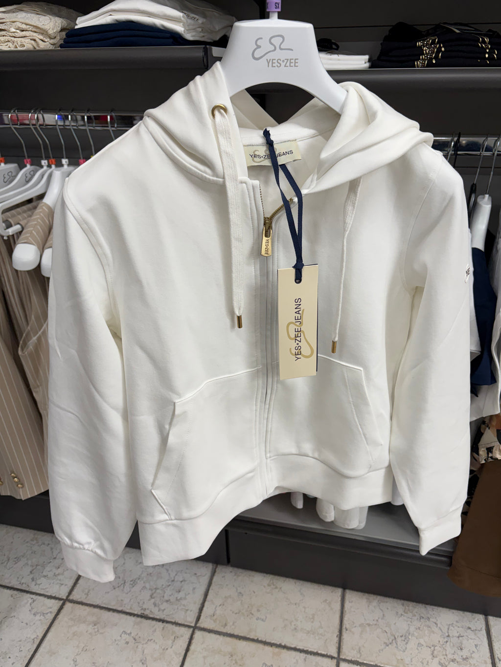 Felpa donna zip intera con cappuccio logo spalla YES ZEE