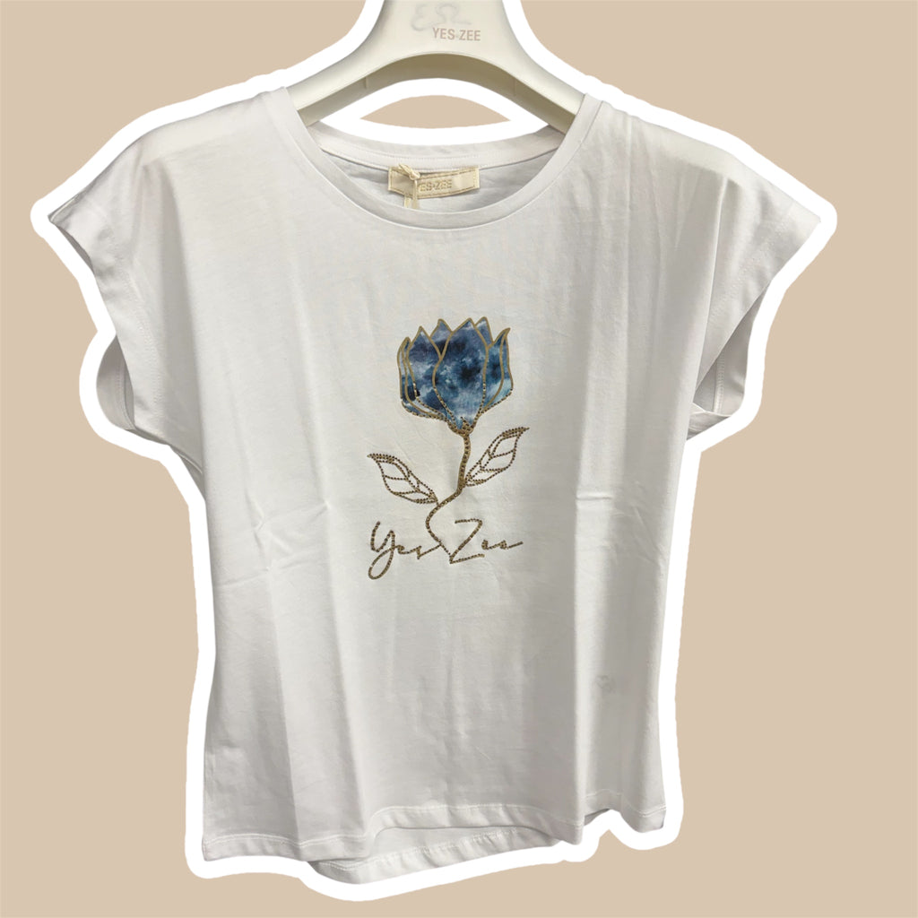 T-shirt donna fiore colorato YES ZEE