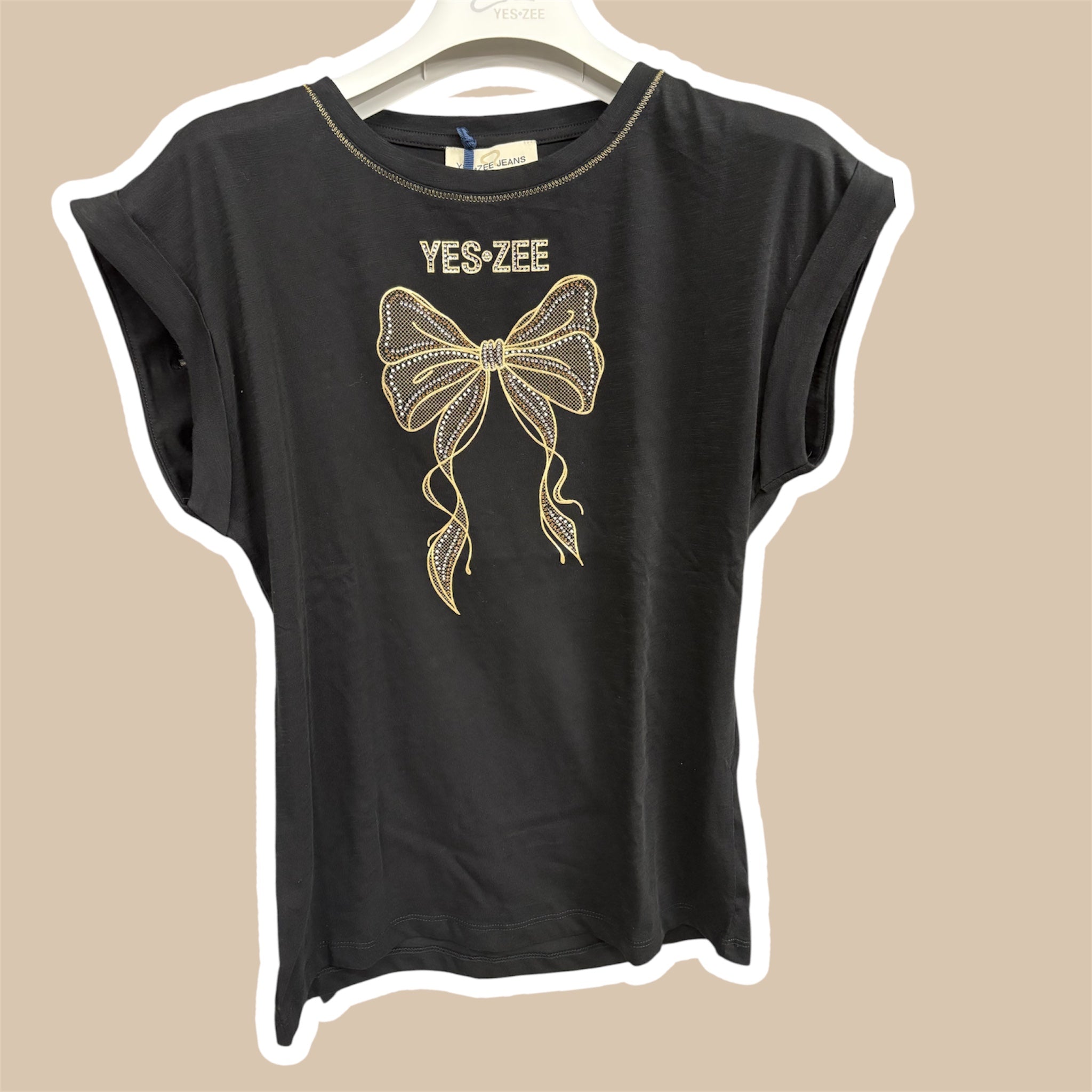 T-shirt smanicata donna fiocco YES ZEE