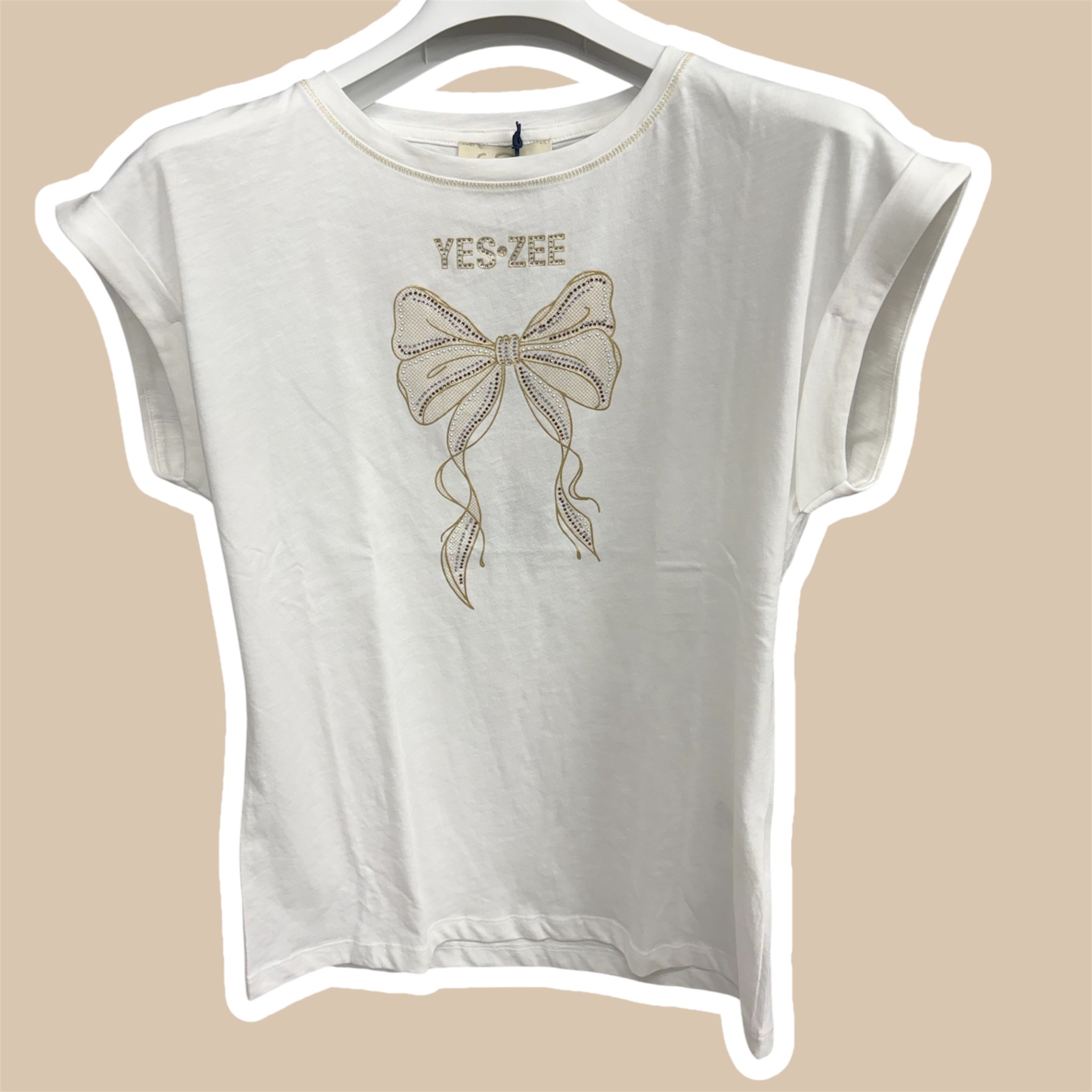 T-shirt smanicata donna fiocco YES ZEE