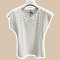 T-shirt donna smanicato strass YES ZEE