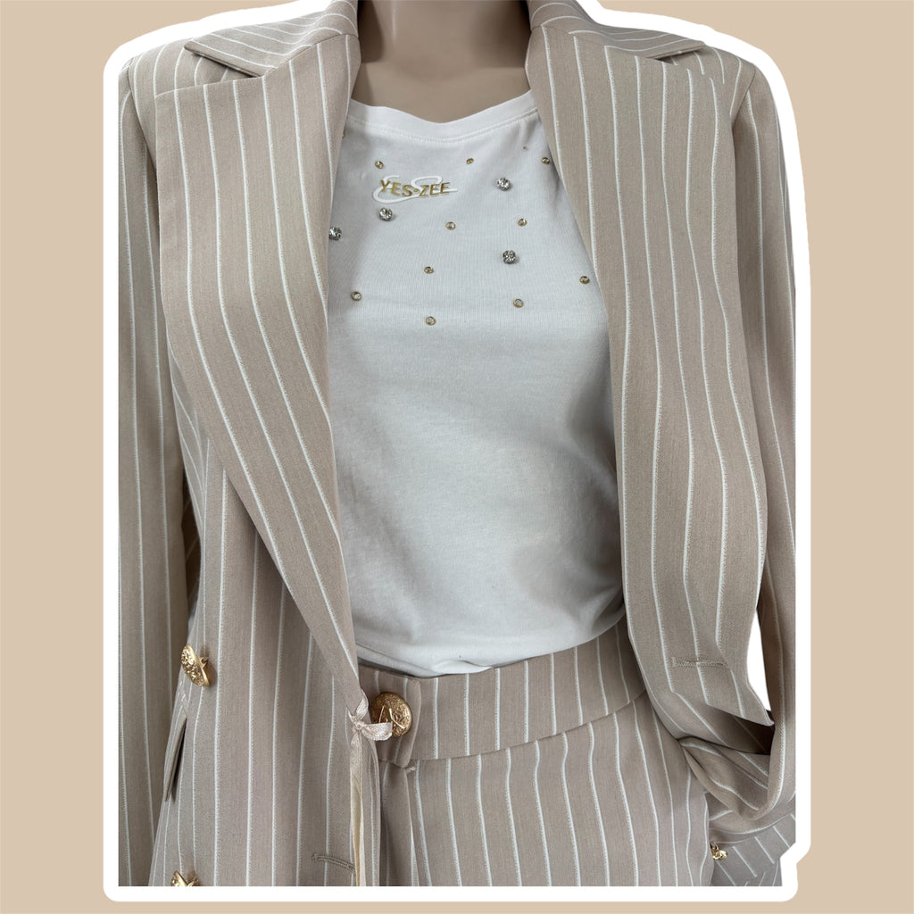 T-shirt donna smanicato strass YES ZEE