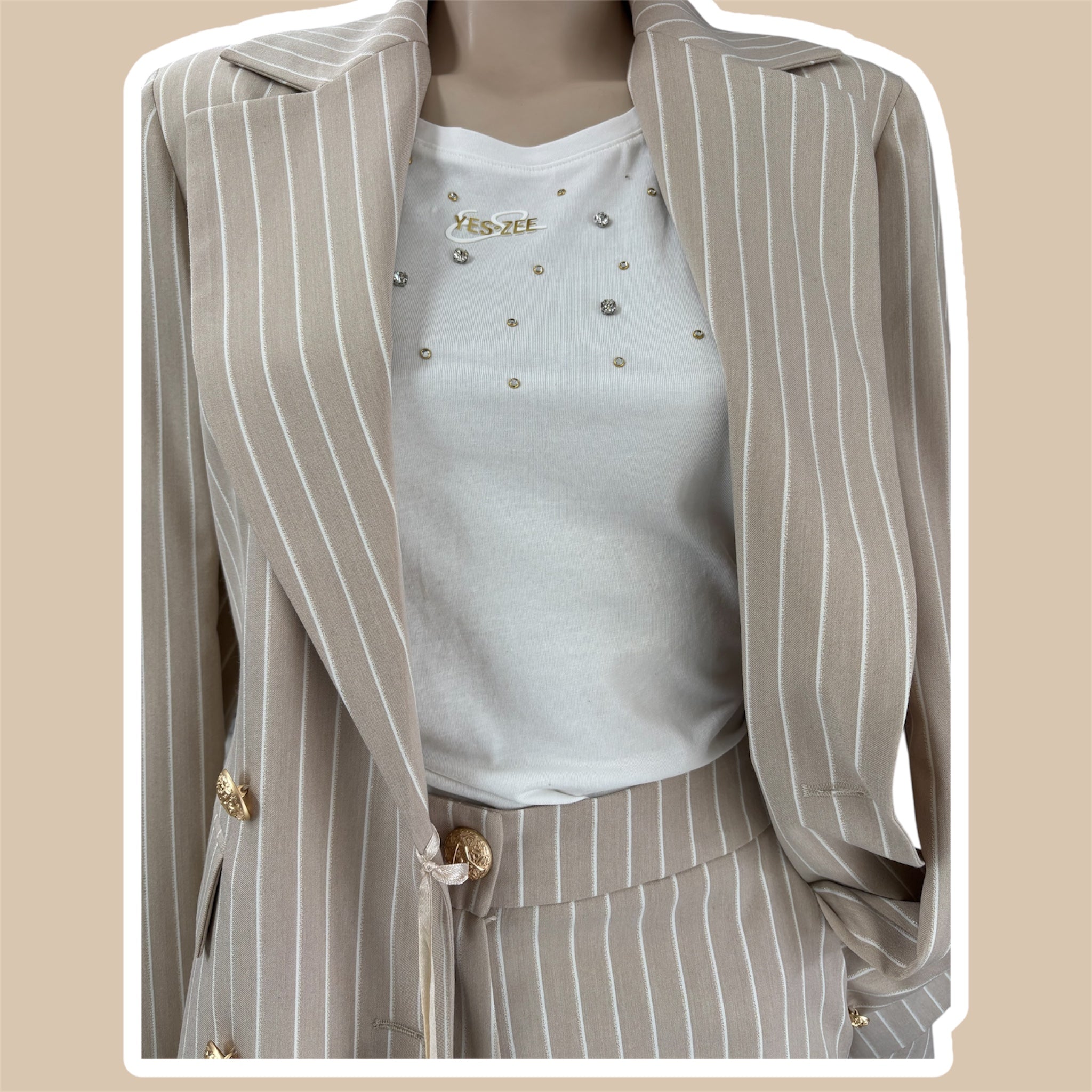 T-shirt donna smanicato strass YES ZEE