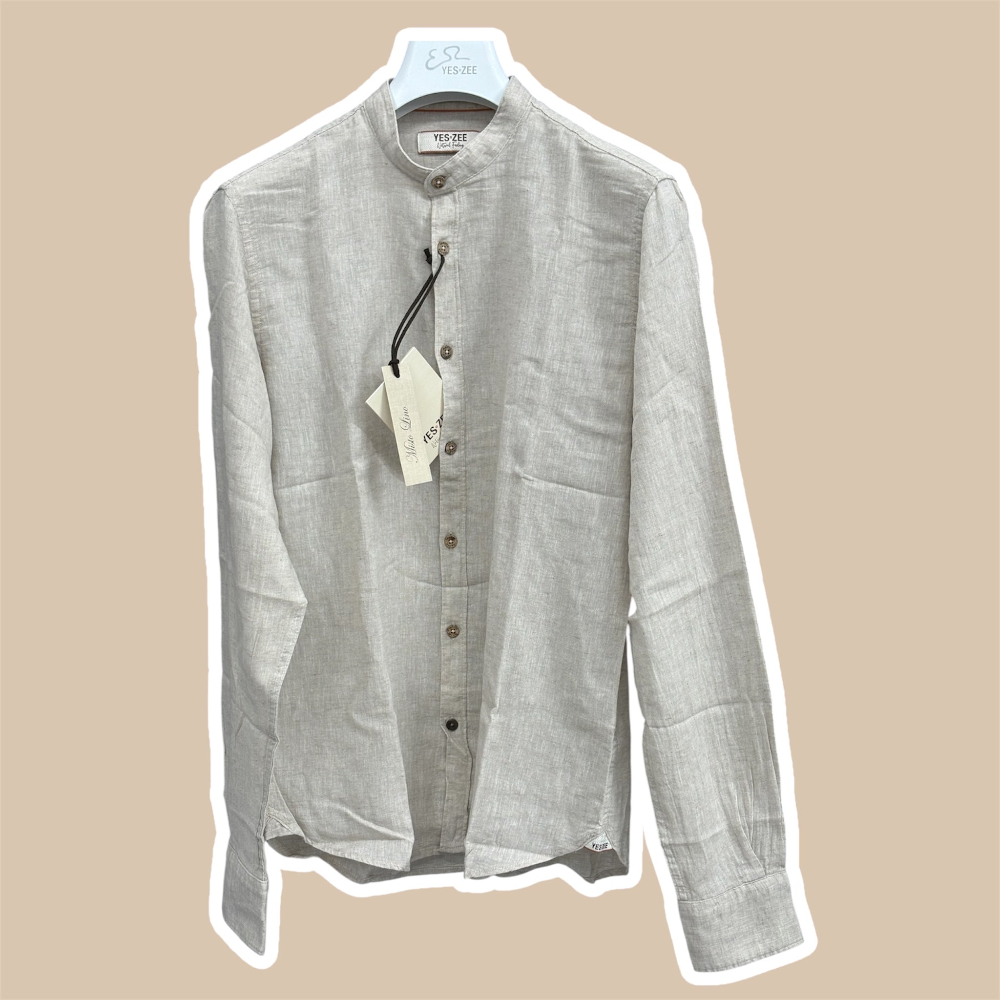 Camicia uomo misto lino coreana YES ZEE