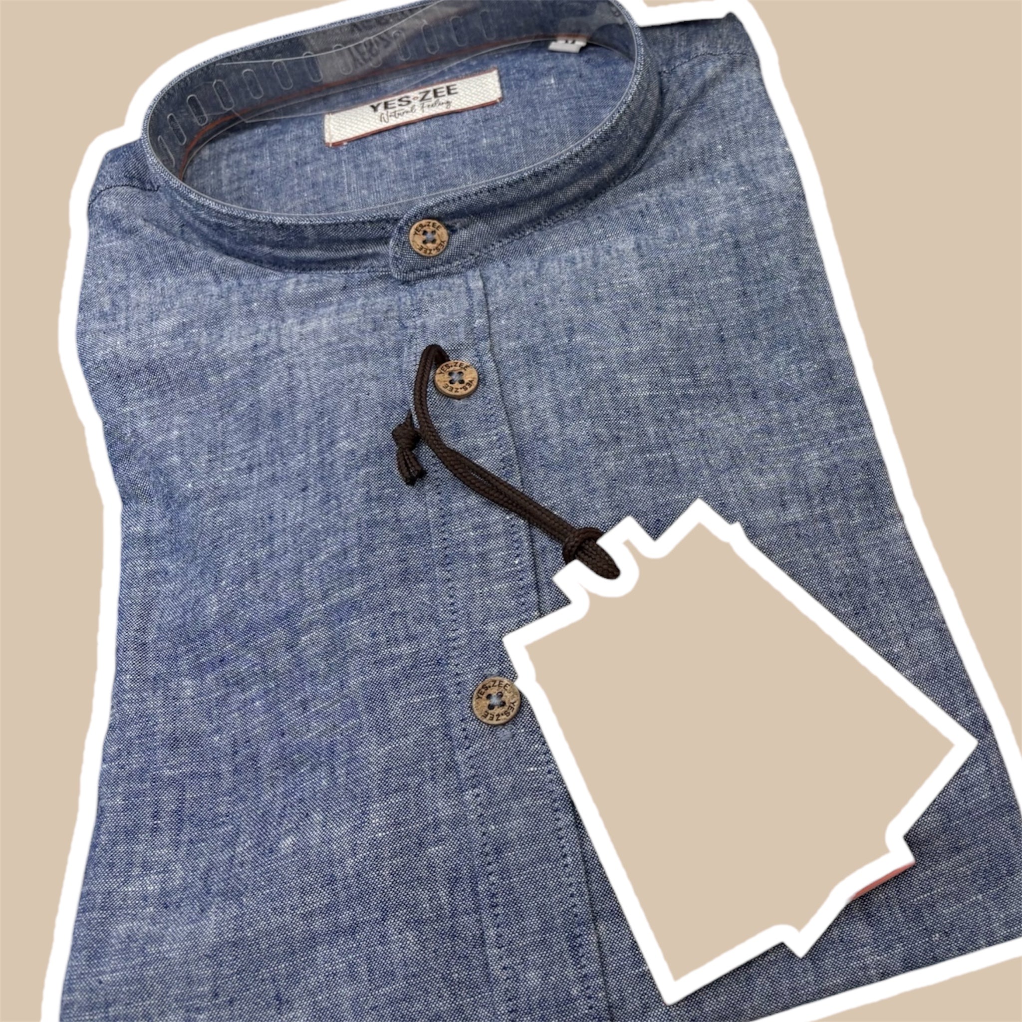 Camicia uomo misto lino coreana YES ZEE